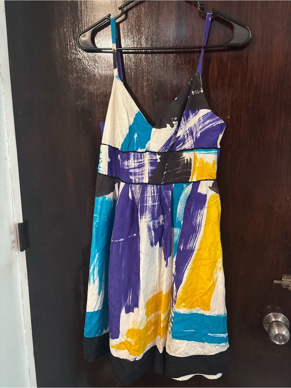 Vintage Marciano Brushstroke Print Spaghetti Strap Mini Dress. Size S.
